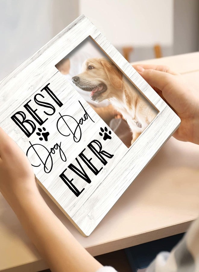 SRADMO Dog Dad Gifts - Best Dog Dad Ever 10x8 inch Wooden Tabletop Photo Frame - Image 3